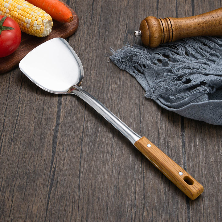 Slotted stainless steel turner spatula with ergonomic wooden handle Bowlift