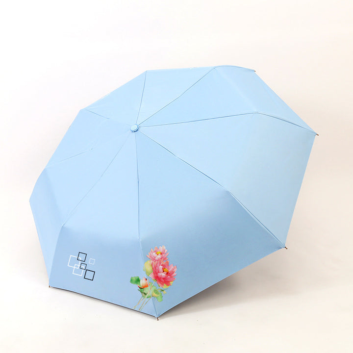 Women’s Folding Umbrella with Elegant Floral Design Bowlift