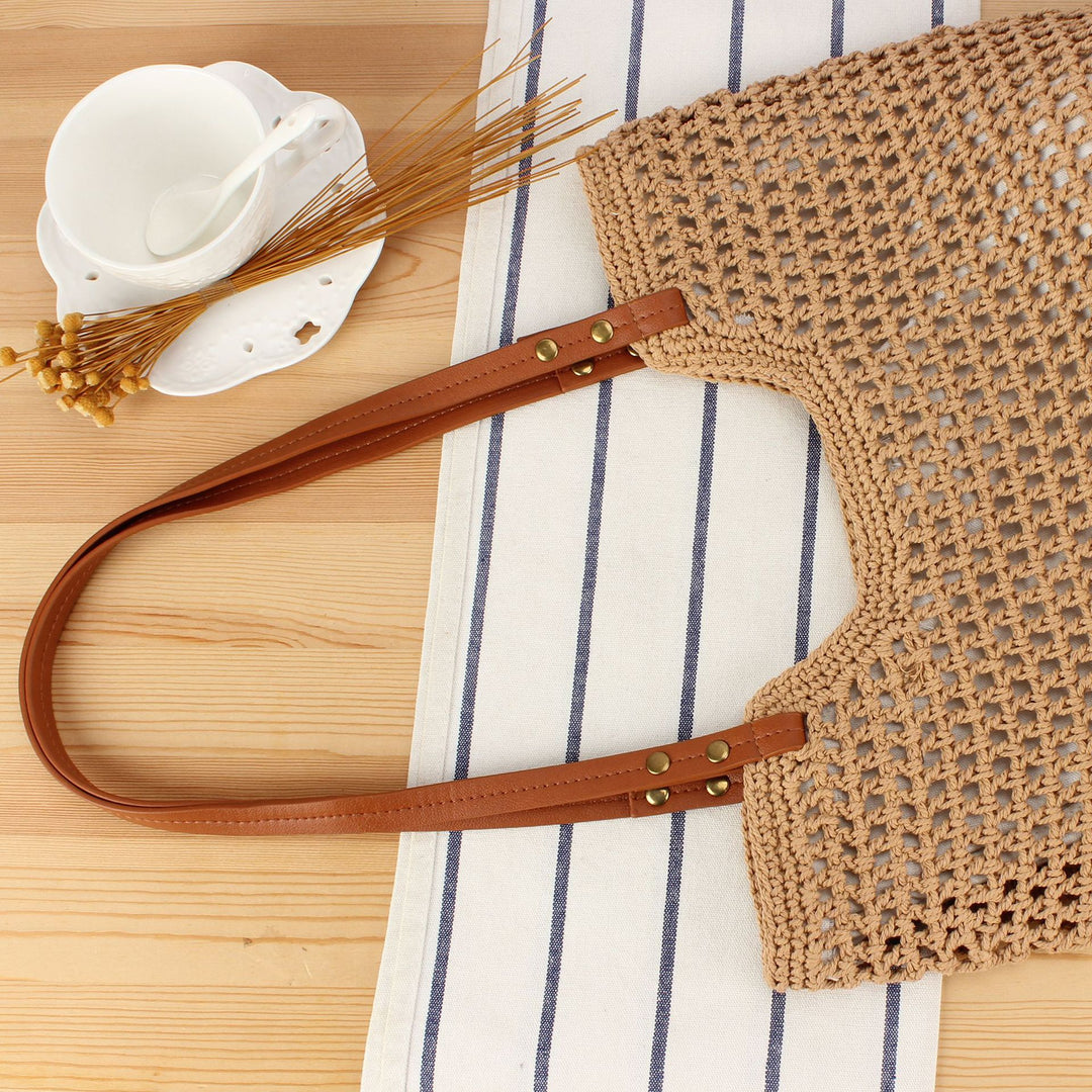 Hand-knotted shopping bag with sturdy leather handles Bowlift