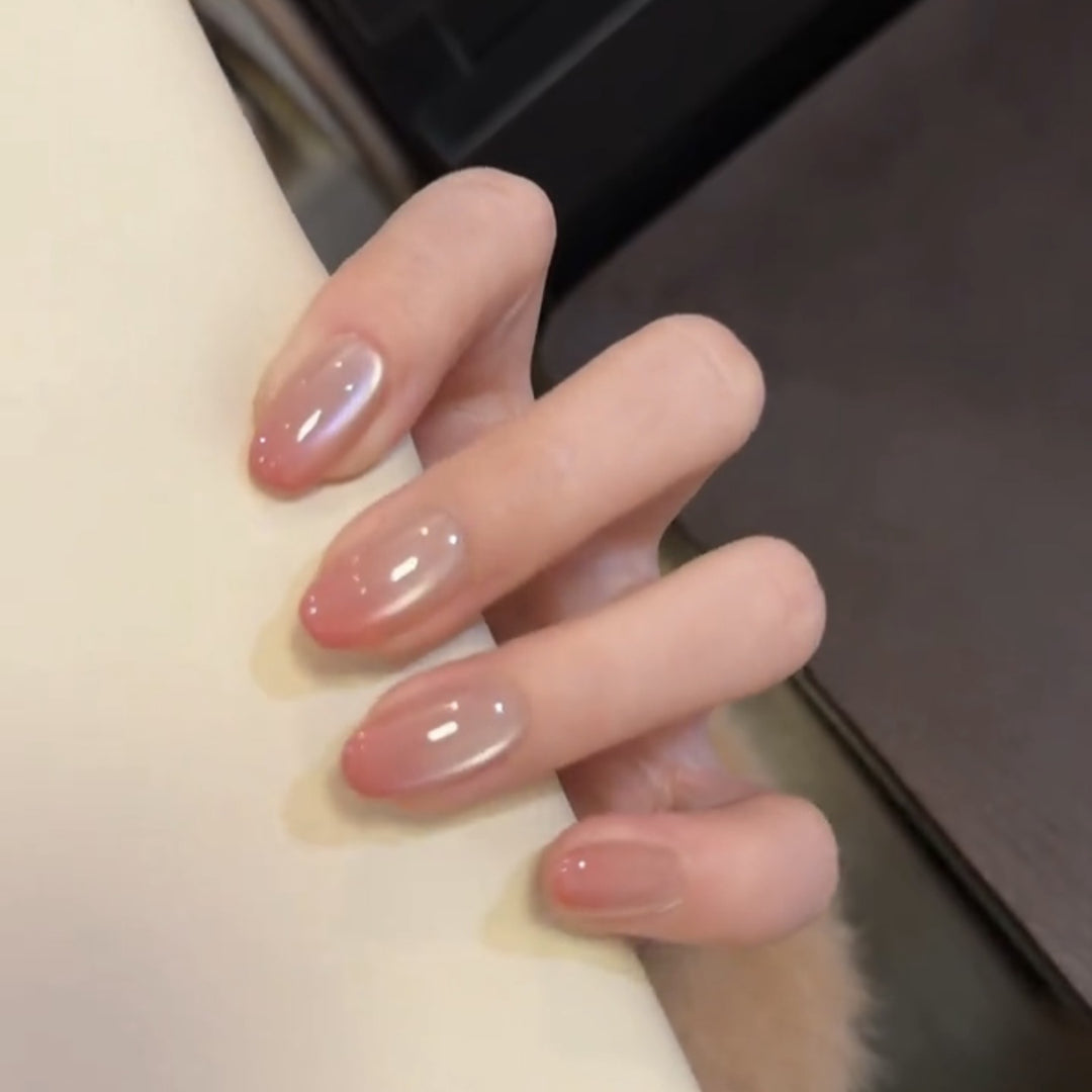Premium Natural Finish Press-On Nail Set Bowlift