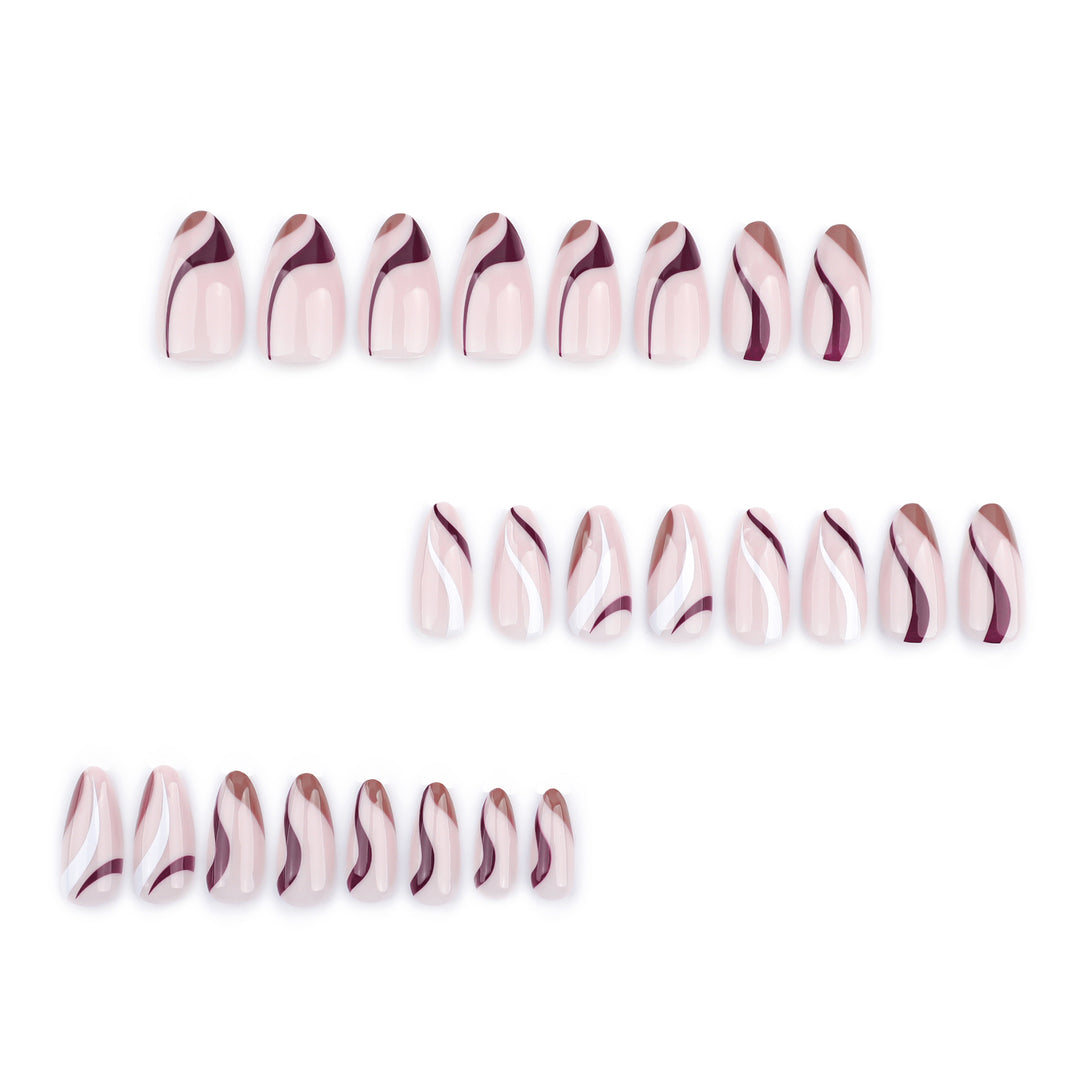 Elegant Nail Art with Modern Wave Pattern and Glitter Accents Bowlift