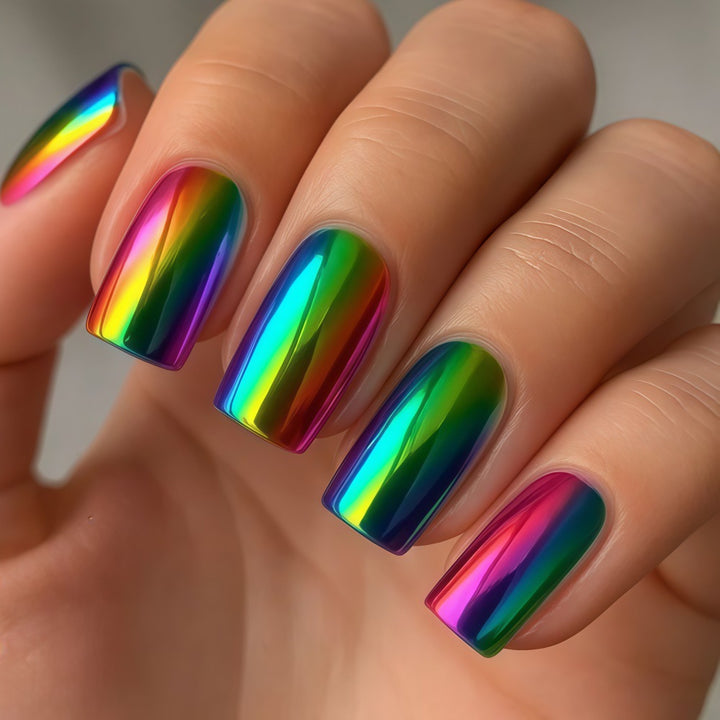 Colorful artificial nails in rainbow design Bowlift
