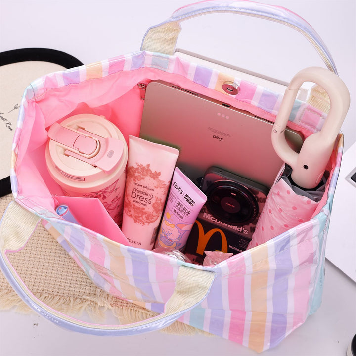 spacious Stripe Beach Bag Bowlift