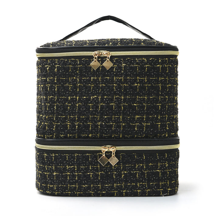Cosmetic organizer bag with elegant fabric Bowlift