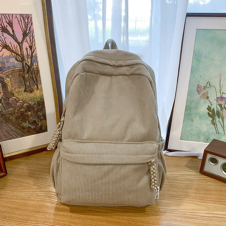 Textured Corduroy Laptop Backpack Bowlift