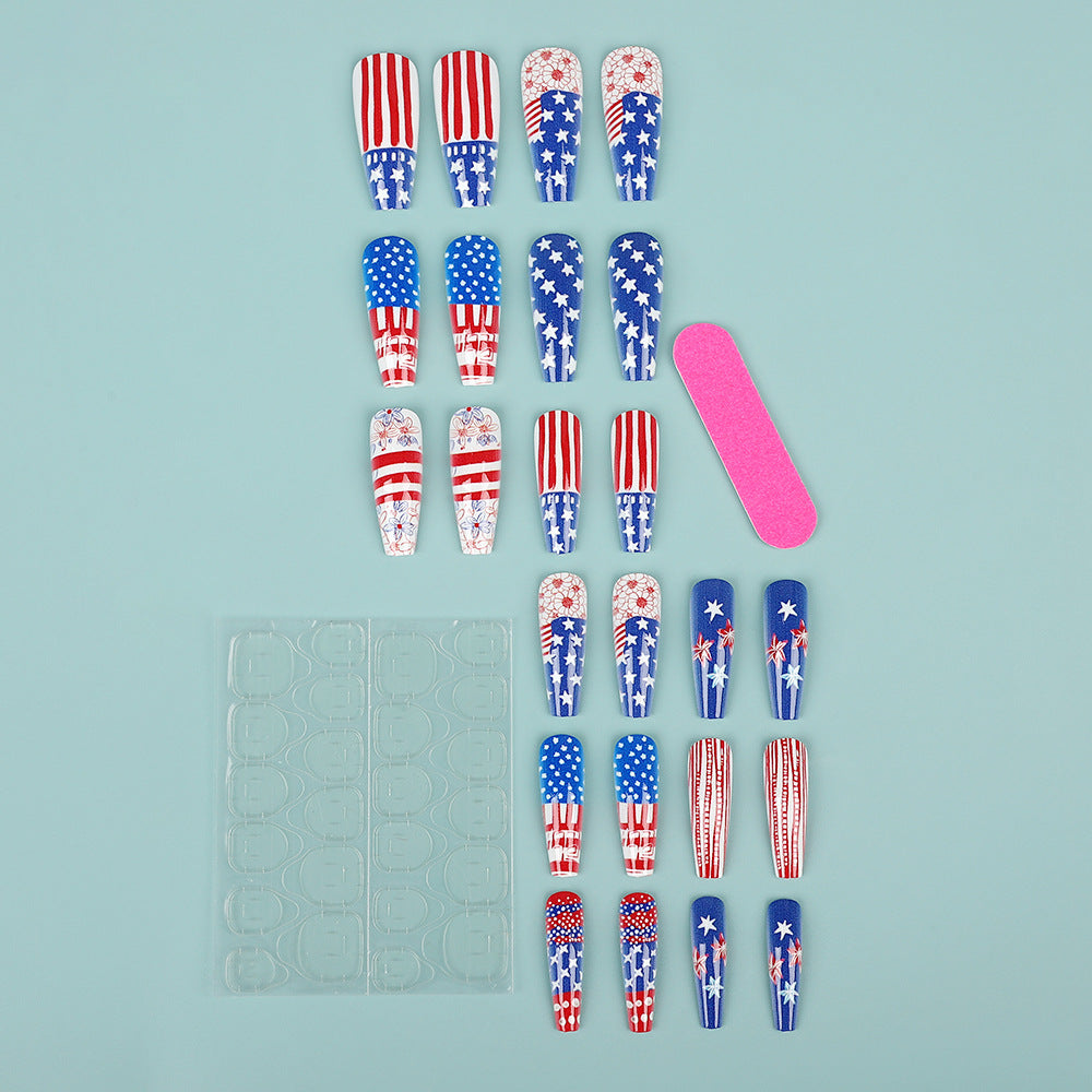 Creative Nail Art Artificial Nails in Patriotic Design Bowlift
