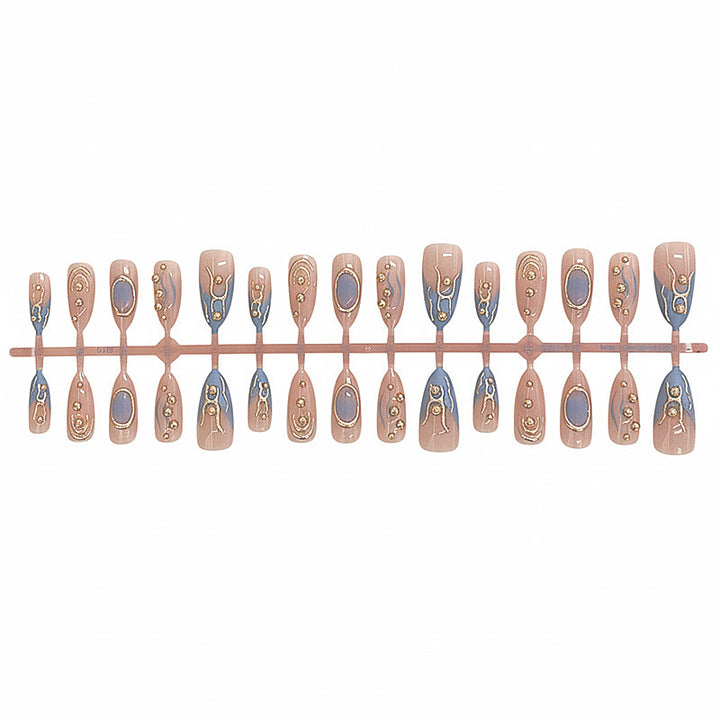 Artistic Metallic Press-On Nail Set Bowlift