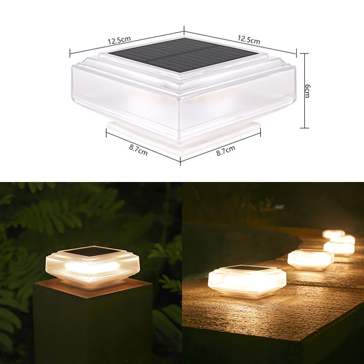 Low-Profile Solar Deck Post Cap Light With Warm Ambient Glow Bowlift