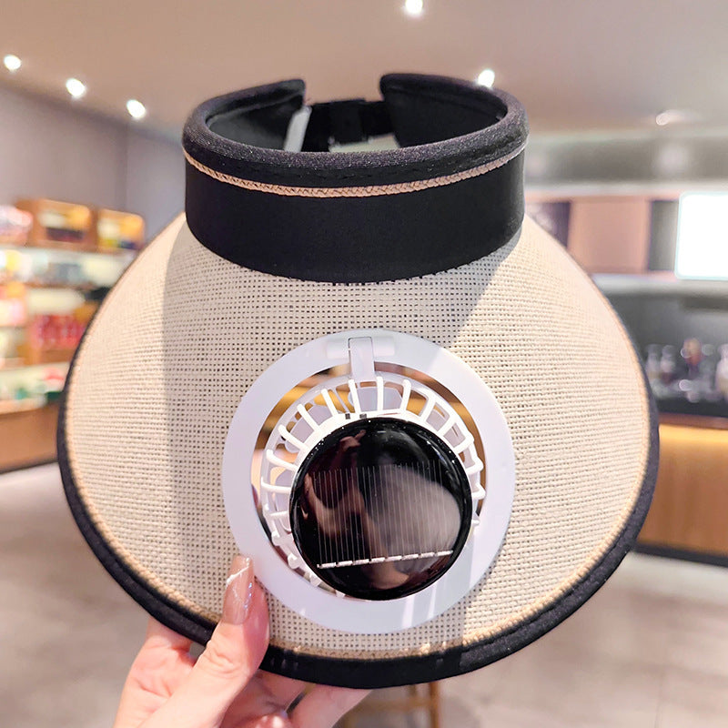 Bbreathable sun hat with two integrated mini fans, wide brim and adjustable chin strap Bowlift