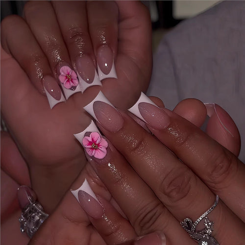 Floral Design Press-On Nails Bowlift