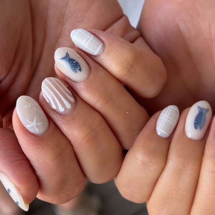 Artistic Marine-Themed Nail Art Bowlift