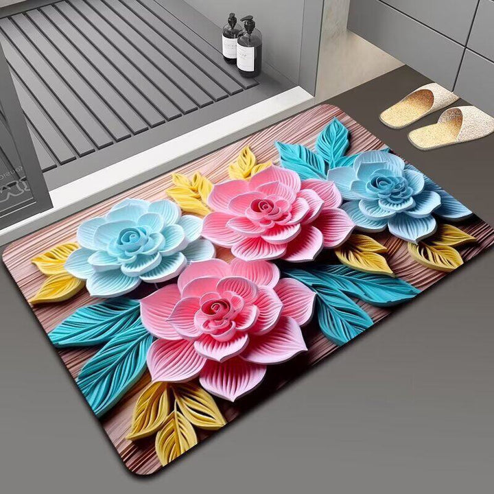 Floral-Themed Non-Slip Bath Mat Bowlift