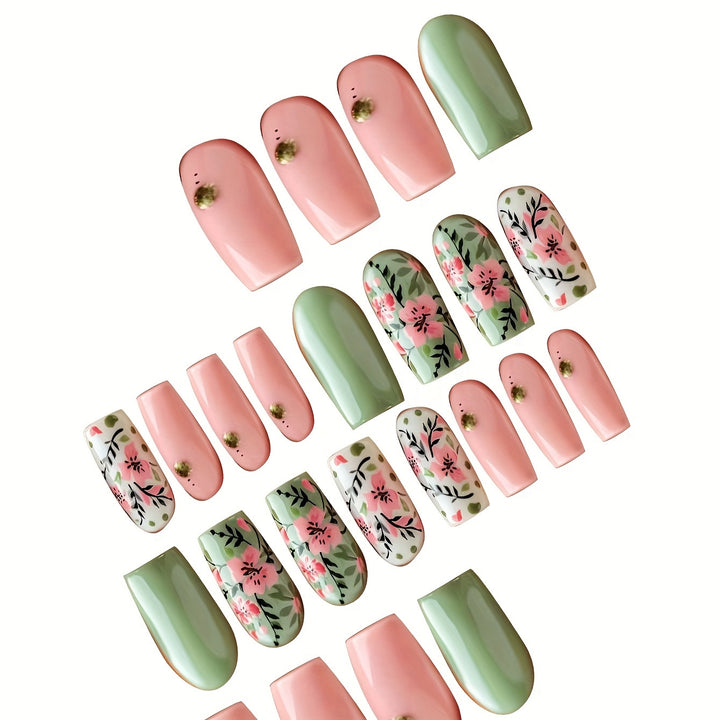 Botanical Floral Press-On Nail Art Bowlift