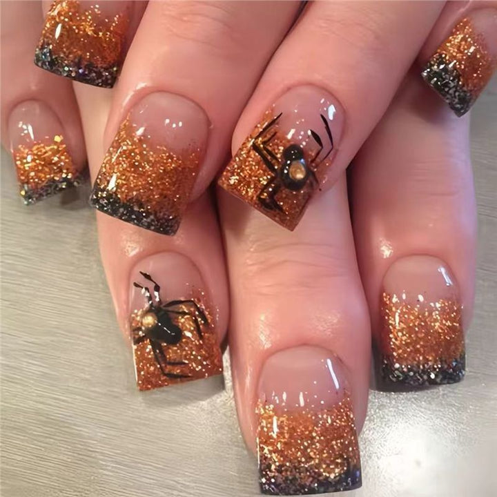 Glittery Spider-Themed Nail Art Extensions Bowlift