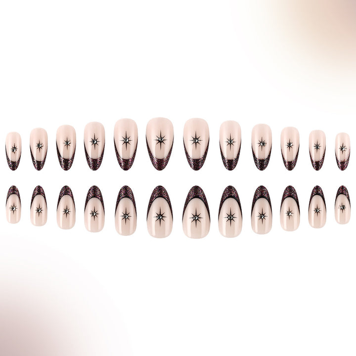 Glamorous Star-Embellished French Tip Nail Art Bowlift