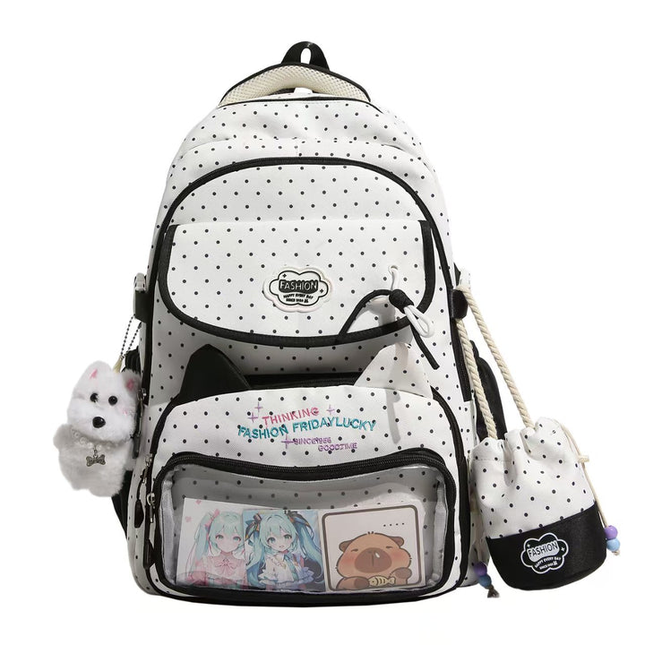 Playful Polka Dot Character Backpack Bowlift
