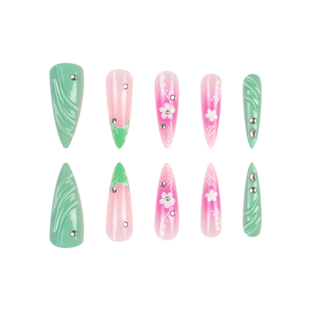 Floral Embellished Stiletto Nails Bowlift