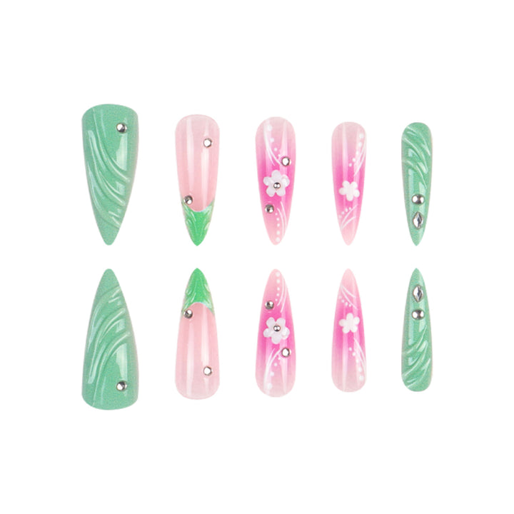 Floral Embellished Stiletto Nails Bowlift