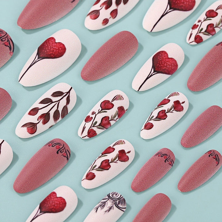 Artificial Nail Set with Romantic Heart Design Bowlift