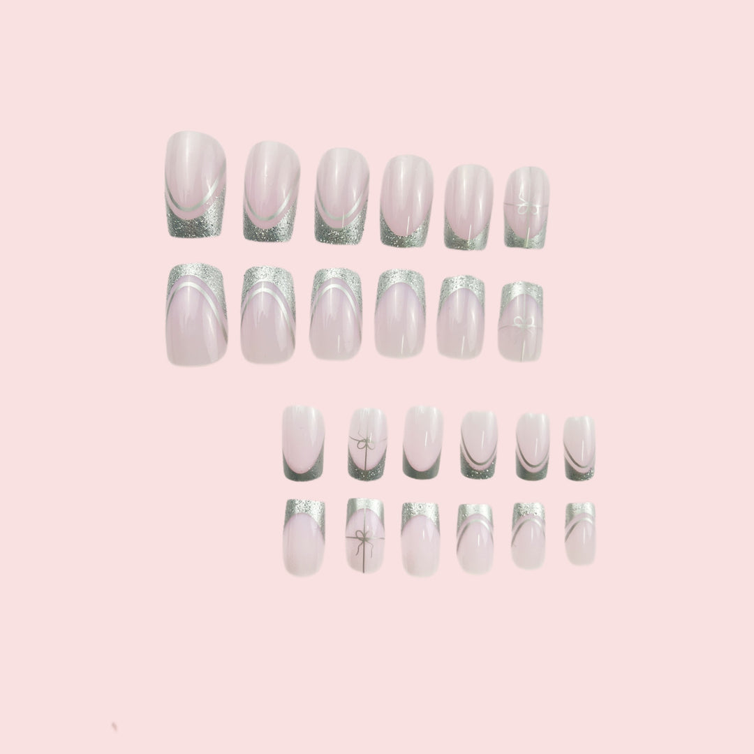 Elegant French Tip Press-On Nail Extensions Bowlift