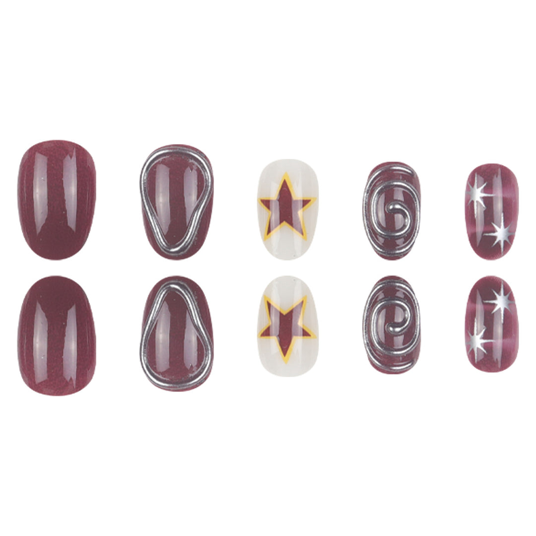 Starry Patterned Stiletto Press-On Nails Bowlift