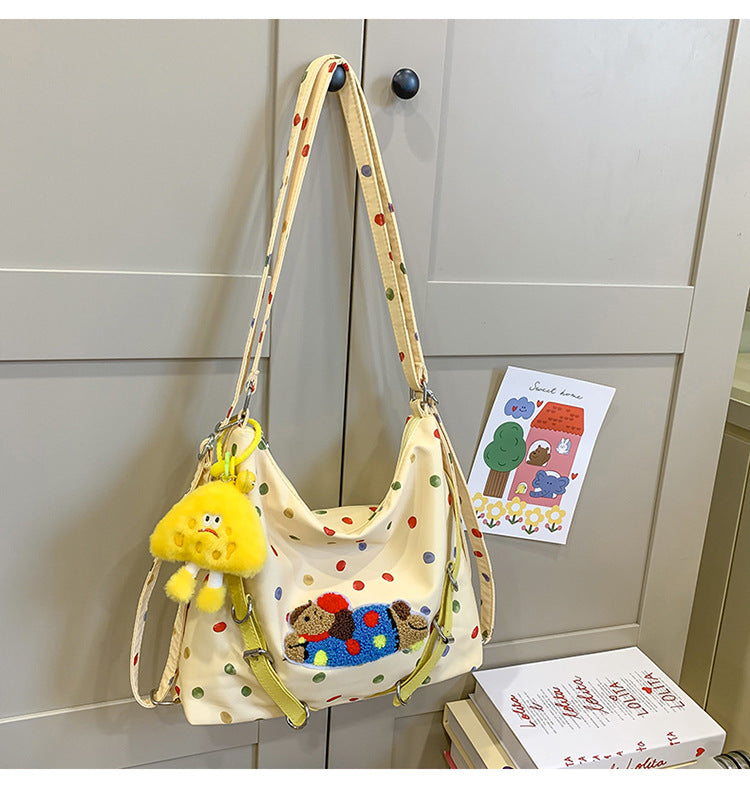 Playful Polka Dot Plush Crossbody Bag Bowlift