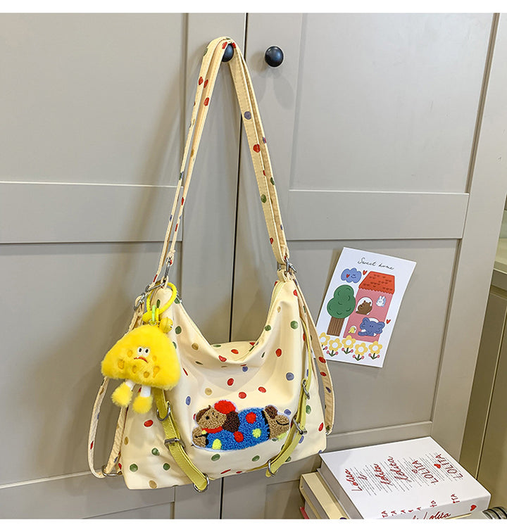 Playful Polka Dot Plush Crossbody Bag Bowlift