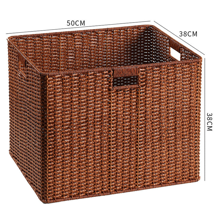 Large Woven Storage Bin with Ergonomic Cutout Handles Bowlift