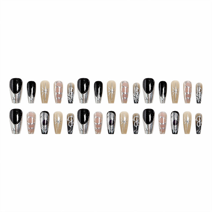 Artificial nail set with elegant glitter and design accents Bowlift