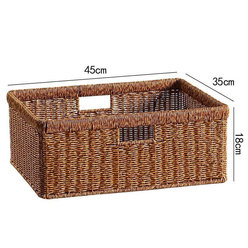 Handwoven Storage Basket with Cutout Handles Bowlift