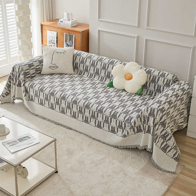 Cozy Rabbit Patterned Sofa Throw Blanket