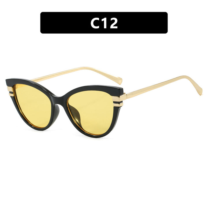 Ladies Cat-Eye Sunglasses with Elegant Metal Accents Bowlift