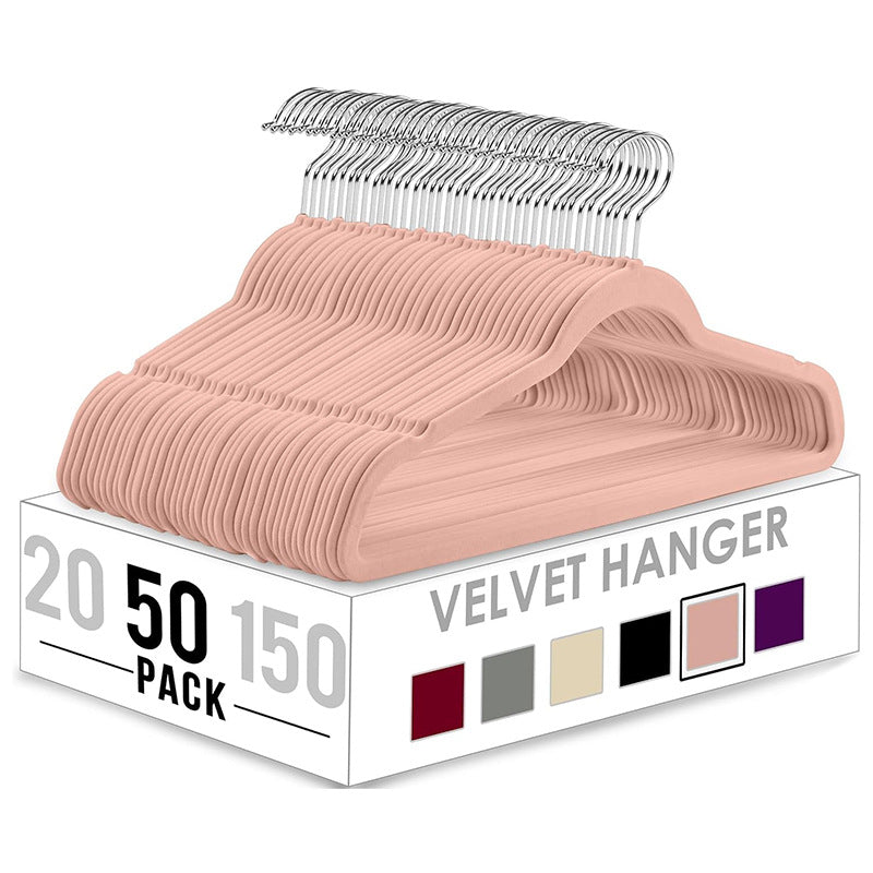 Slim velvet non-slip contoured hanger set with swivel chrome hooks Bowlift