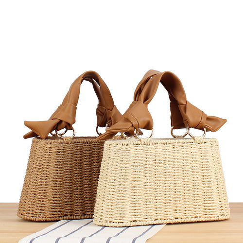 Basket bag with elegant fabric decoration Bowlift