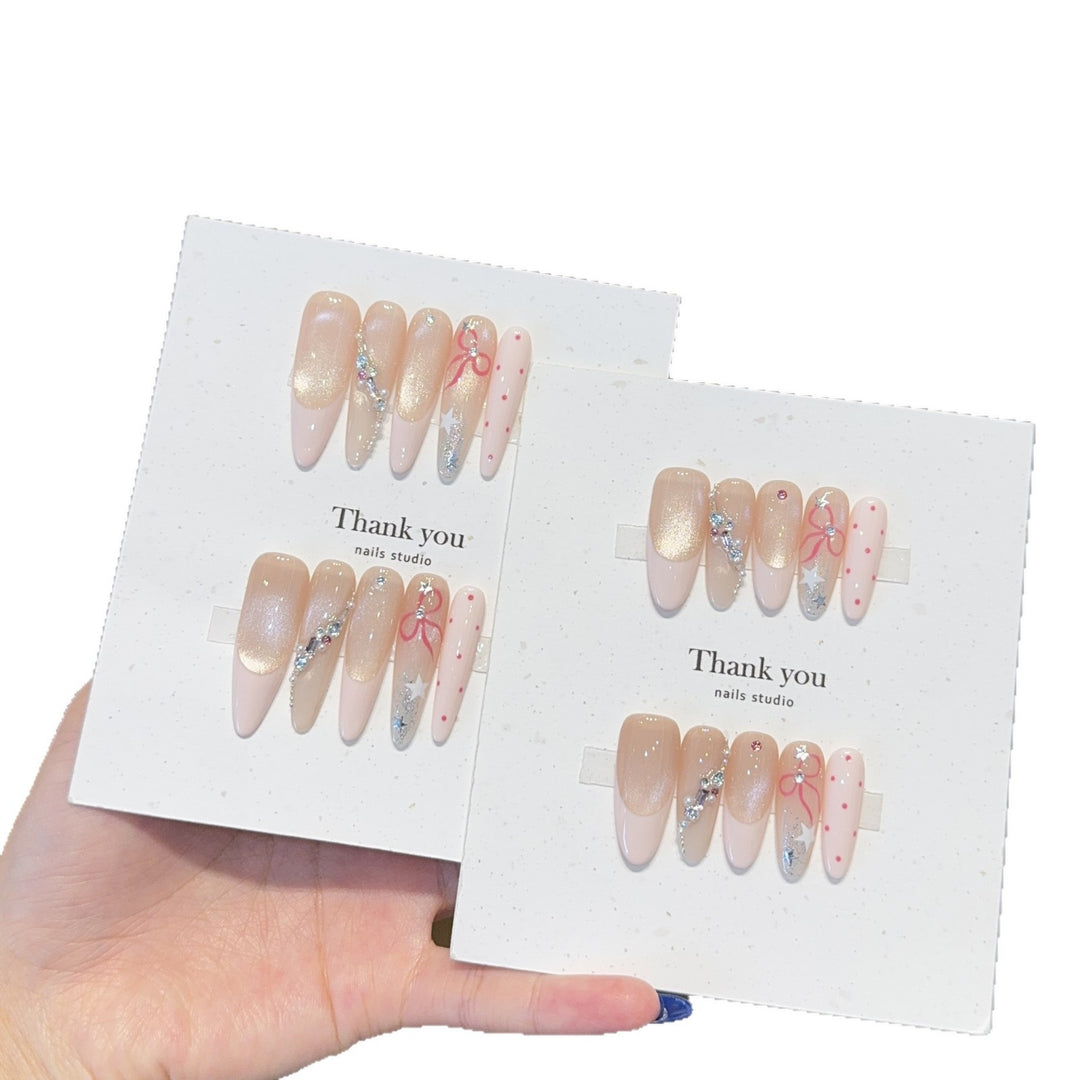 Creative Art Nail Tips with Glitter Accents Bowlift