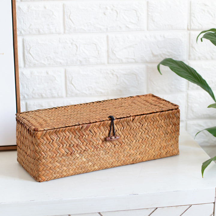 Handcrafted Rectangular Woven Storage Box with Dividers Bowlift