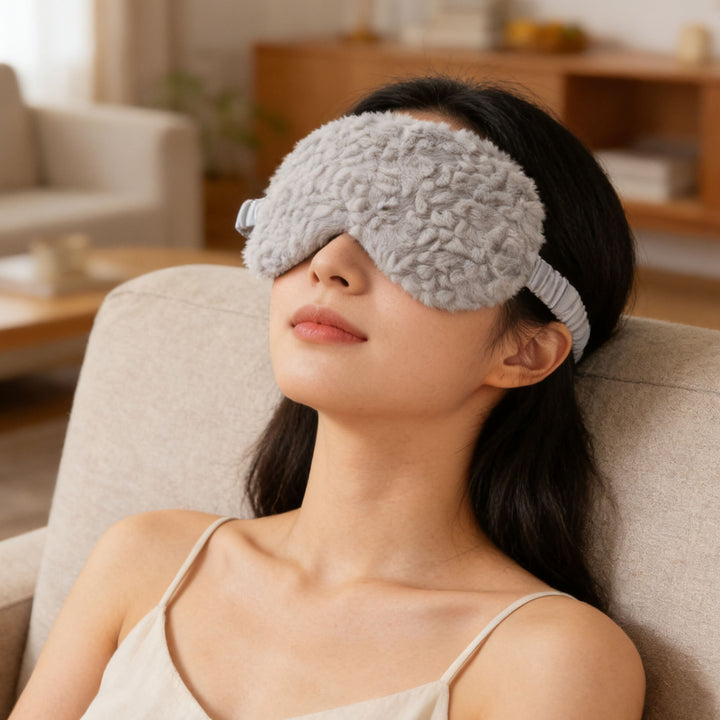 Women's luxury sleep mask with voluminous faux fur cover and softly padded eye area Bowlift