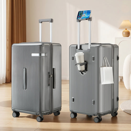 Ridged Hard Shell Rolling Carry-On Suitcase