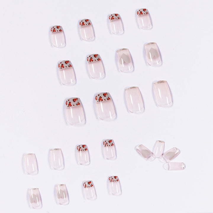 Artful Nail Extensions with Heart and Leopard Accents Bowlift