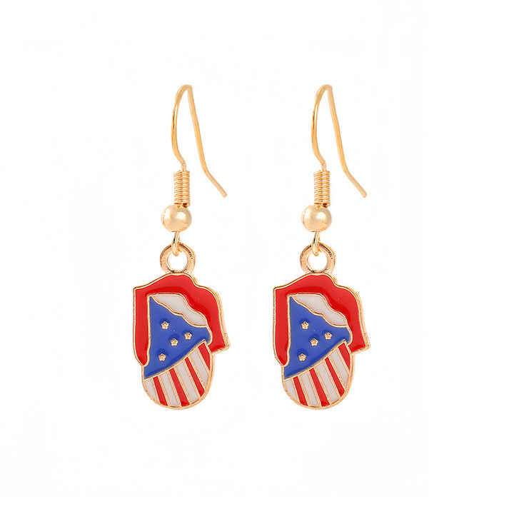 Women's nan patriotic horseshoe enamel dangle earrings with star-accented design and fishhook findings Bowlift