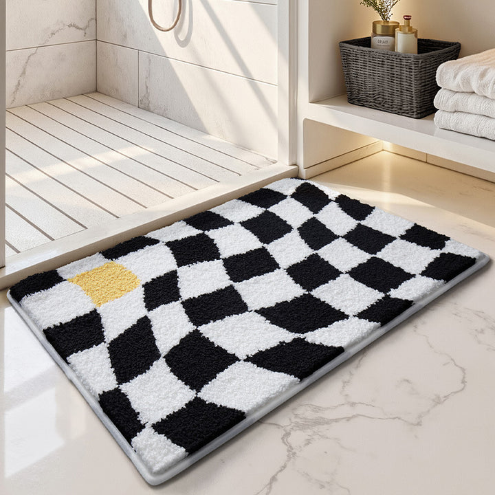 Luxurious Checkered Bath Mat Bowlift