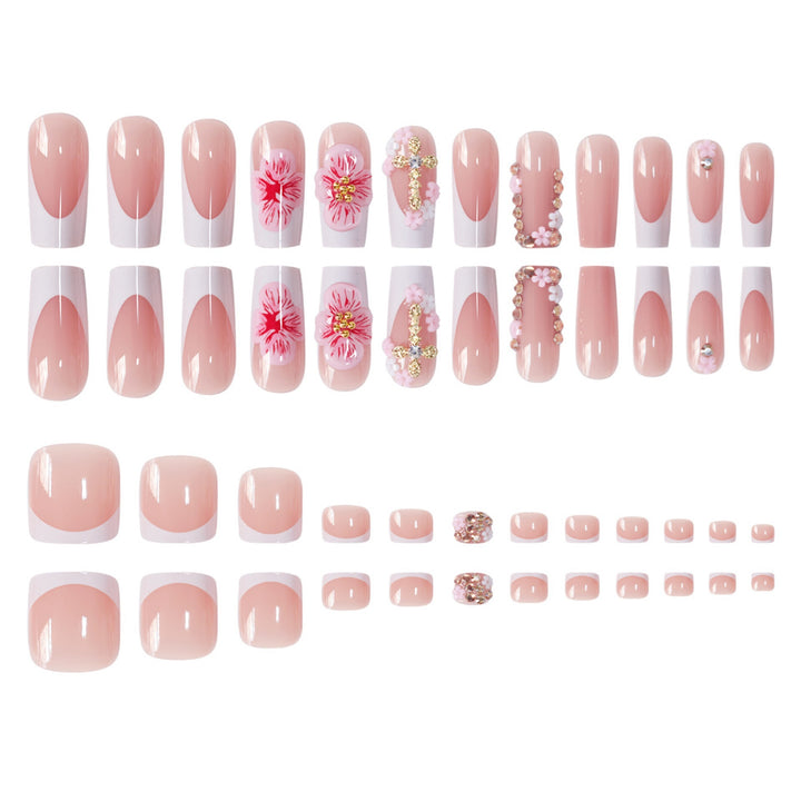 Decorative Floral Acrylic Nail Art Extensions Bowlift
