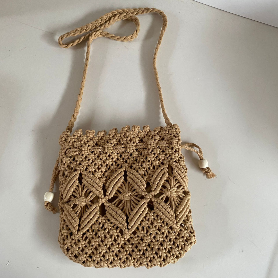 Macrame Crossbody Bag with Detail-Loving Pattern Bowlift