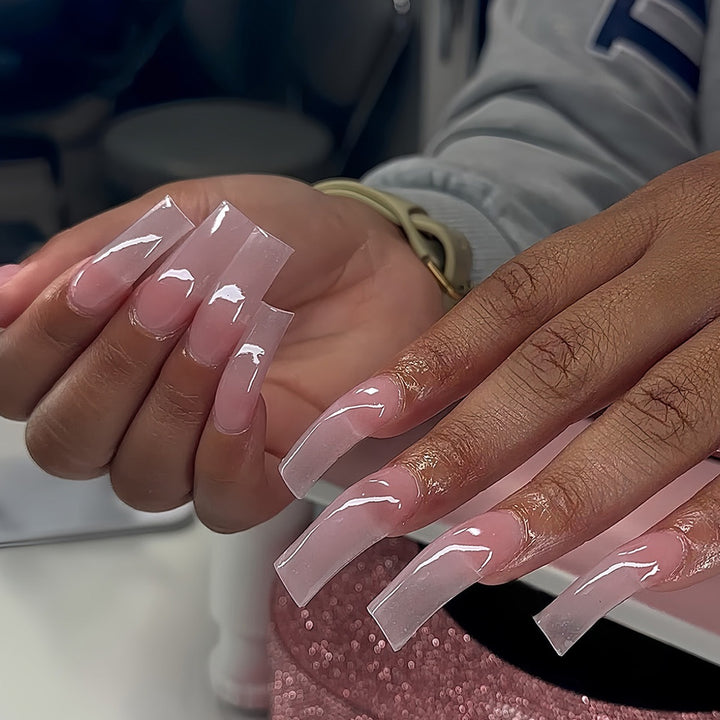 Premium Long Transparent Press-On Nail Enhancements Bowlift