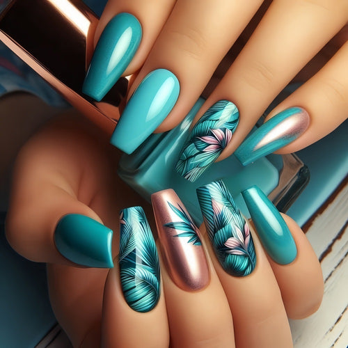 Artificial nails in exotic palm design Bowlift