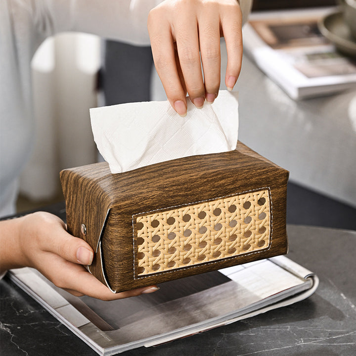 Decorative Rattan Patterned Tissue Box Holder Bowlift