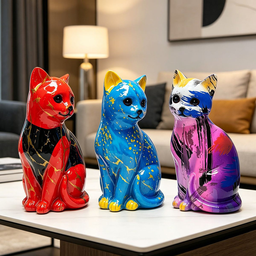 Artistic cat figurine in vibrant design Bowlift