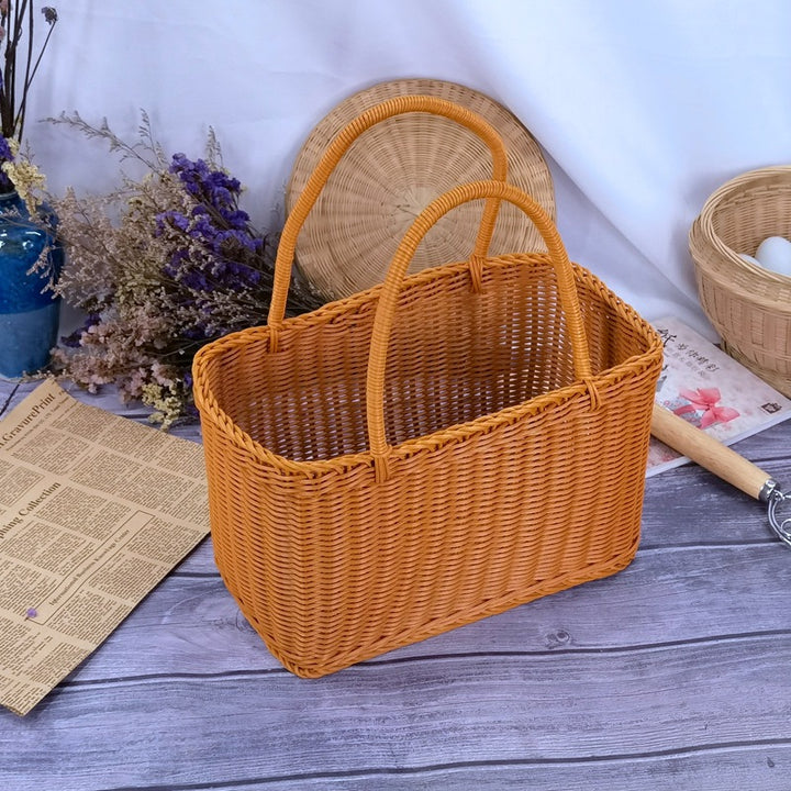 Women timeless rattan shopping basket Bowlift