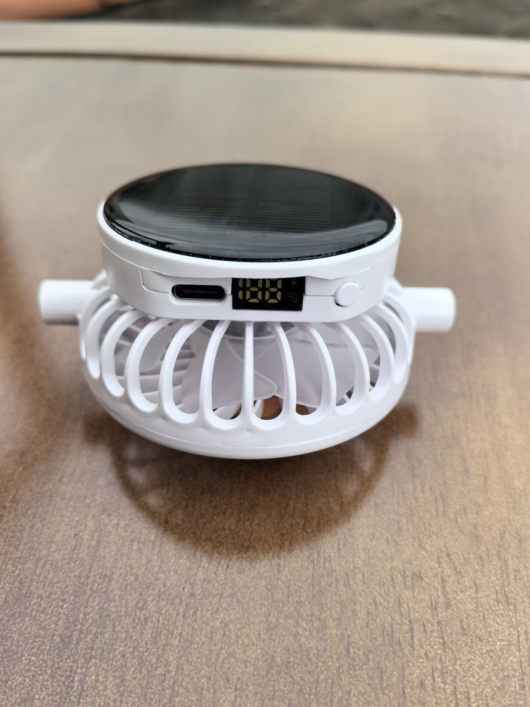 Solar-powered mini fan with digital battery level indicator and USB-C charging port Bowlift