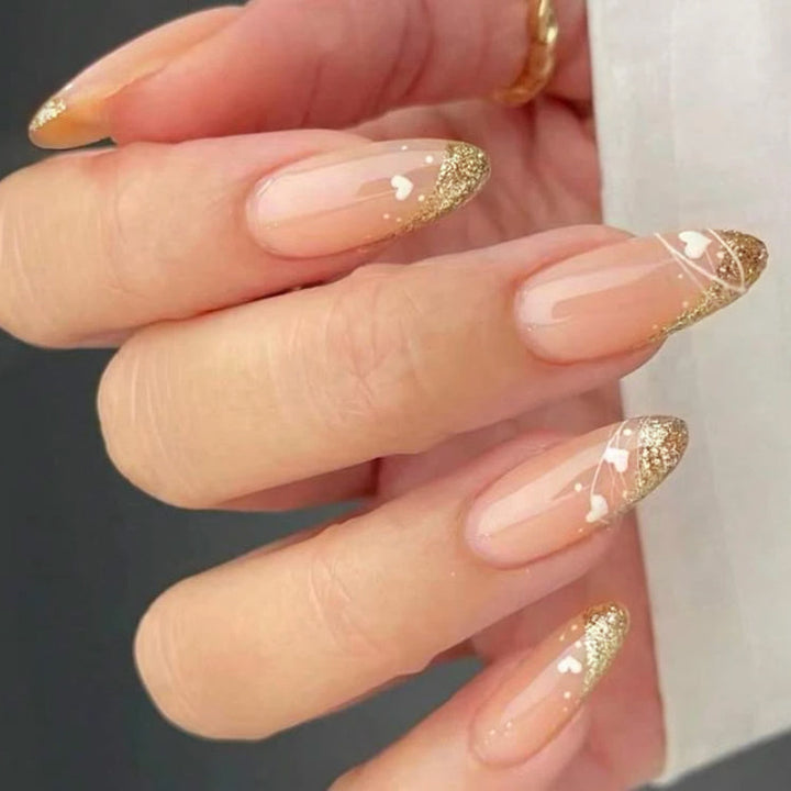 Glamorous Heart-Accent Press-On Nails Bowlift